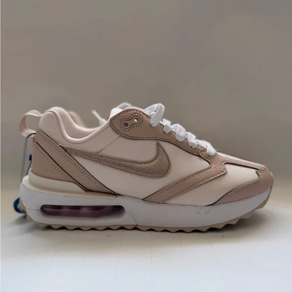 Nike Women's Beige and Pink Air-Cushioned Sneakers - Picture 2 of 6